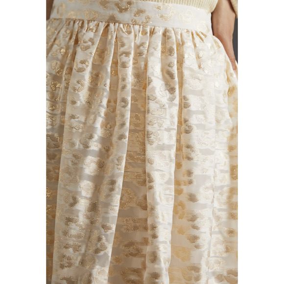 NEW Anthropologie Pankaj & Nidhi Ivory Burnout Shimmer Maxi Skirt - Picture 4 of 10